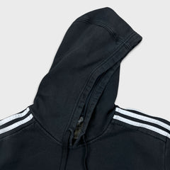 Adidas Hoodie Mens XL Black 3 Stripes Spell Out Pullover Hooded Sweater