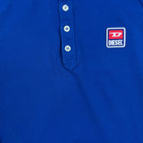 Diesel T Kal Patch Polo Shirt Mens Medium Blue Short Sleeve Box Logo Pique Slim