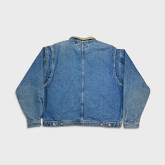 Vintage 90s Tommy Hilfiger Denim Jacket Mens Medium Blue Light Wash Lion Crest