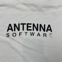 Vintage Y2K Antenna Software Tech T Shirt Mens Large White Distressed Promo Tee