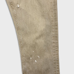 Projek Raw Pants Mens 33x32 Beige Distressed Slim Straight Leg Casual Trousers