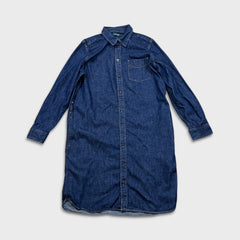 Lauren Ralph Lauren Long Sleeve Denim Shirt Womens Large Blue Dark Wash Oversized