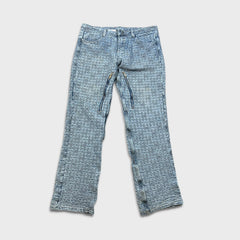 Givenchy 4G Jacquard Denim Mens 34x34 Blue Oversized Fit Light Wash Monogram Pants