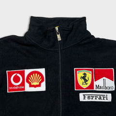 Vintage 90s Ferrari Fleece Mens 2XL Black F1 Racing Marlboro Embroidered Jacket