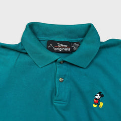 Vintage 90s Disney Originals Mickey Mouse Polo Shirt Mens XL Blue Short Sleeve
