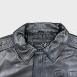 Vintage Y2K Ultra One Platinum TA Petro Leather Jacket Mens Medium Black A2 Flight Bomber