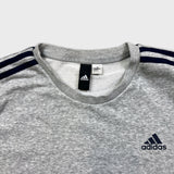 Adidas Sweatshirt Mens Large Gray Essentials Stripe Spell Out Pullover Crewneck