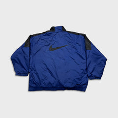Vintage 90s Nike Jacket Mens Large Blue Big Swoosh 1/2 Zip Pullover Coat