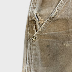 Vintage 90s Carhartt Pants Mens 34x32 Beige Original Fit Double Knee Distressed USA