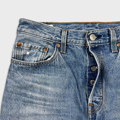 Levi's 501 Jeans Womens 28x32 Blue Original Fit Straight Distressed Medium Wash Denim Pants