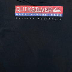 Vintage Y2K Quicksilver Boardriders Club T Shirt Mens Medium Black Sun Faded Tee