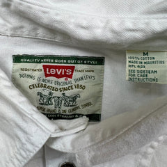 Vintage 90s Levi's Denim Shirt Mens Medium White Red Tab Light Wash Button Up