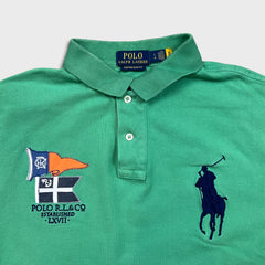 Polo Ralph Lauren Shirt Mens Large Green Nautical Flags Big Pony Short Sleeve