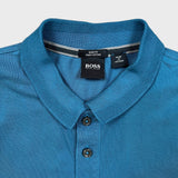 Hugo Boss Polo Shirt Mens Medium Blue Slim Fit Pima Logo Casual Pique Short Sleeve