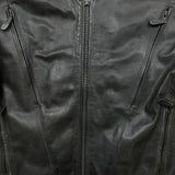 Vintage Y2K Leather Jacket Mens XL Black Moto Biker Multi Zipper Heavy Bomber