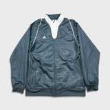 Adidas Light Jacket Mens Medium Blue Essentials 3 Stripe Full Zip Climalite Windbreaker Bomber