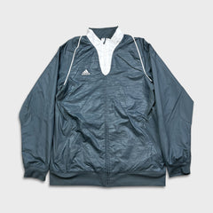 Adidas Light Jacket Mens Medium Blue Essentials 3 Stripe Full Zip Climalite Windbreaker Bomber