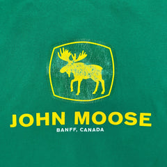 Vintage Y2K John Moose T Shirt Mens XL Green Outdoor Banff Canada Funny Nature Tee