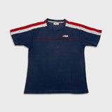 Vintage 90s Fila T Shirt Mens Medium Blue Faded Embroidered Logo Knit Tee