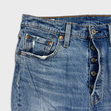 Levi's 501 S Jeans Womens 29x28 Blue Skinny Taper Leg Light Wash Distressed Denim Pants
