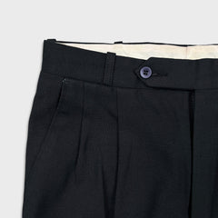 Vintage 90s Moores Dress Pants Mens 28x26 Black Straight Wool Blend Pleated Trousers