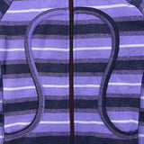 Lululemon Scuba Hoodie Womens Size 10 Purple Striped Full Zip Hooded Sweater