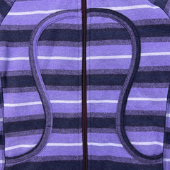 Lululemon Scuba Hoodie Womens Size 10 Purple Striped Full Zip Hooded Sweater