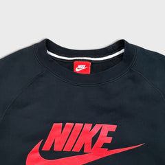 Nike Air Sportswear Sweatshirt Mens Large Black Swoosh Pullover Crewneck