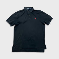 Vintage 90s Polo Ralph Lauren Shirt Mens Medium Black Preppy Pony Casual Short Sleeve