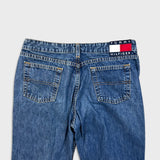 Vintage 90s Tommy Hilfiger Jeans Womens 28x32 Blue Straight Flare Leg Medium Wash Denim Pants