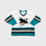 Vintage 90s CCM San Jose Sharks Jersey Mens Large White Distressed NHL Hockey