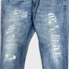 Vintage Y2K Ed Hardy Jeans Mens 34x32 Blue Slim Straight Distressed Dagger Denim Pants
