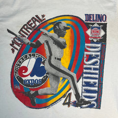 Vintage 1991 Montreal Expos T Shirt Mens XL White Delino Deshields MLB Baseball Tee