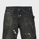 Dickies Pants Mens 34x32 Black Straight Leg Distress Hammer Loop Canvas Workwear