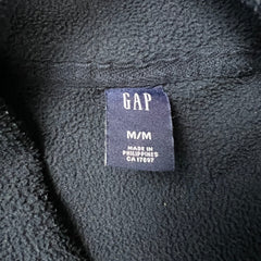 Vintage Y2K Gap Fleece Mens Medium Black Spell Out Outdoor Jacket