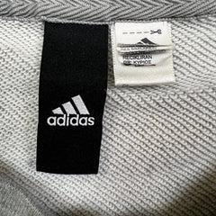 Adidas Sweatshirt Mens Large Gray Essentials Stripe Spell Out Pullover Crewneck