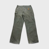 Carhartt B11 MOS Pant Mens 32x30 Green Loose Fit Washed Duck Workwear Dungaree