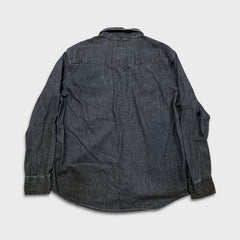 Levi's Denim Shirt Mens Large Black Dark Wash Casual Western Pearl Snap