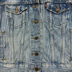 Levi's Denim Jacket Womens 2XS Blue Type III Light Wash Distressed Jean Trucker