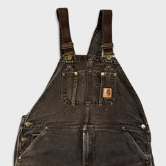 Vintage Carhartt Overalls Mens 40x30 Brown Duck Bib Double Knee Carpenter Workwear