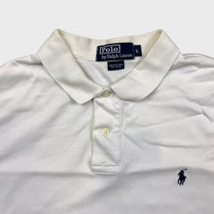 Vintage 90s Polo Ralph Lauren Shirt Men Large White Embroidered Pony Casual Short Sleeve