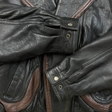 Vintage 90s Beyond Two Tone Leather Jacket Mens Large Black Brown Bomber Biker