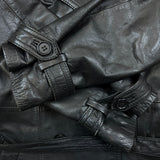 Vintage 90s JOFAMA Swedish Leather Trench Coat Women Size 6 Black Quilted Lined