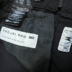 Projek Raw Pants Mens 32x28 Black Slim Taper Leg Stretch Casual Trousers