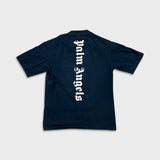 Palm Angels T Shirt Mens XL Blue Curved Logo Collar Short Sleeve Tee