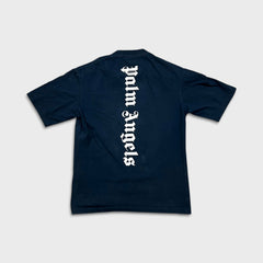 Palm Angels T Shirt Mens XL Blue Curved Logo Collar Short Sleeve Tee