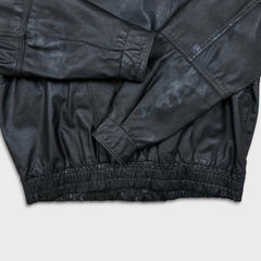 Vintage 90s Sears Leather Jacket Mens XL Black Full Zip Flight A-2 G-1 Bomber