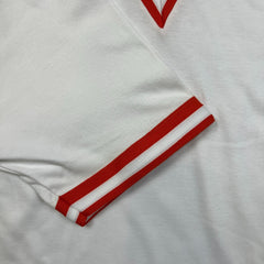 Vintage Le Club T Shirt Mens XL White Ringer V Neck 80s Retro Blank Tee