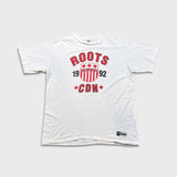 Vintage 1992 Roots Canada T Shirt Mens XL White USA Single Stitched Graphic Tee