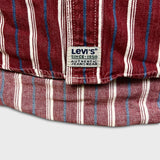 Vintage 90s Levi's Shirt Mens Small Red Striped Western Chore Twill Long Sleeve
